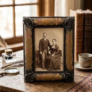 Tracy Porter Picture Frame Hand Painted Rustic Primitive Farmhouse Folk Art 4x6